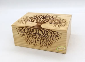 Funeral Supplies <b>Pine</b> Wood Cremation Urn <b>Box</b> / Adult for Animal / Ashes Banyan Tree Design Funeral Urn <b>Box</b> Suitable for Cemetery - Product Image 4