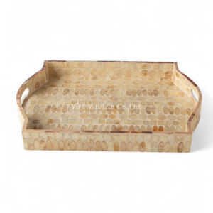 Bandeja Decorativa Hecha a Mano con Incrustaciones de Nácar Natural, Ecológica, para Mesa de Hogar, Vietnam - Product Image 1