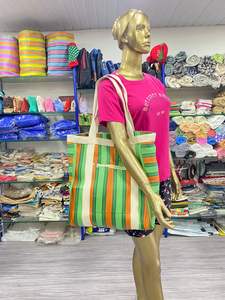 Sac à provisions en nylon réutilisable écologique avec fermeture à glissière RPET Sacs de plage en plastique recyclé tissé à la main fabriqués en Inde - Product Image 2