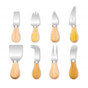 Promotion outil à fromage stocké ensemble de couteaux à fromage en acier inoxydable 4 pièces avec manche en bois ustensile de cuisine et couteau à beurre - Product Image 3