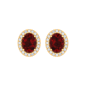 Boucles d'oreilles clous en argent sterling plaqué or blanc avec rubis taille ovale 8,0 mm x 11,8 mm 2,5 carats, accessoire de mode - Product Image 4
