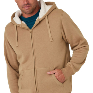 Sweat à capuche pour homme en molleton sherpa à fermeture éclair, 100% coton, personnalisé, à séchage rapide, prix fabricant, hiver, broderie unie, teinture unie - Product Image 6