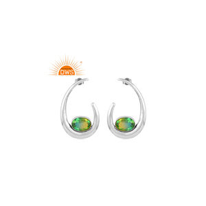 ต่างหูควอตซ์ไดออปไซด์แบบคู่ทำจากเงินแท้สีออกซิไดโอด - Product Image 1