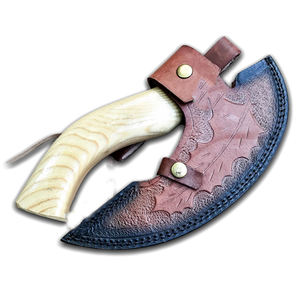 Hacha de acero forjado hecha a mano cuchillo de cocina de acero al carbono perfecto con Funda de cuero para acampar y regalo del Día del Padre - Product Image 6