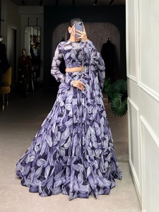 ผ้าใยไหมพิมพ์ลาย lehenga choli ผู้ผลิตจาก surat - Product Image 4