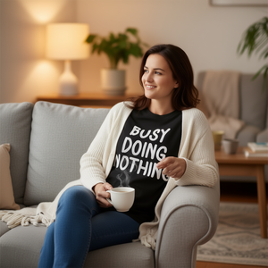 Camiseta de manga larga con diseño sarcástico de 'Busy Doing Nothing', camiseta promocional de 'Busy Doing Nothing' - Product Image 3