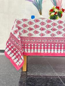 Block Print Floral Cotton <b>Tablecloth</b> Vintage Party <b>Tablecloth</b> Kitchen and Dining Decor Table Cover - Product Image 2