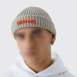 Ropa de calle lisa con logotipo personalizado, gorros de punto Jacquard en blanco para ropa de invierno, gorro cómodo acrílico personalizado para hombre - Product Image 1