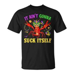 T-shirt promotionnel unisexe pour adulte à manches courtes et col rond, imprimé sérigraphié, motif Crawfish Jester Beads Mardi Gras - Product Image 1