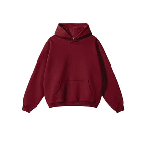 Vente en gros, sweat à capuche uni épais en coton éponge 450G pour hommes, sans corde, décontracté, tendance, automne et hiver - Product Image 5