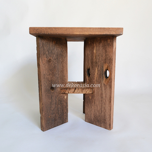 Taburete de madera de teca recuperada Silla de madera hecha a mano duradera para sala de estar, muebles de interior y exterior - Product Image 2