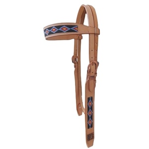 Top Trending Indian Headstall 100% cuero de vaca con cuentas personalizable al por mayor por fabricante producto de caballo - Product Image 1