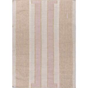 Alfombra de Poliéster a Rayas Al Fresco, Beige y Marrón, Tejido Plano para Uso Doméstico-ADPL-1111 - Product Image 1