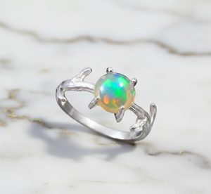 925 Sterling Silver Classic Style Fire <b>Opal</b> Gemstone <b>Ring</b> - Product Image 3