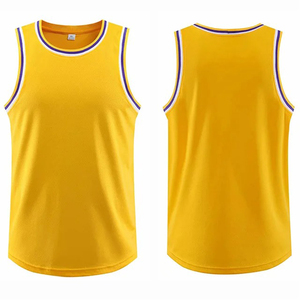 Fabricante OEM de Camisetas de Baloncesto, Camiseta Deportiva sin Mangas, Transpirable, de Color Sólido, Camiseta de Baloncesto de Color Amarillo - Product Image 1