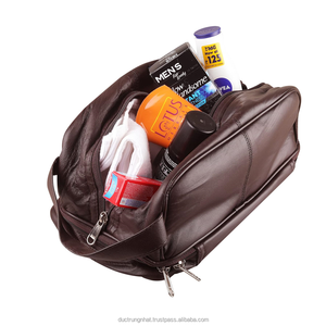 Vente en gros de sacs à cosmétiques en cuir artificiel avec logo personnalisé Fermeture à glissière Étui de toilette de voyage à motif de bonbons fabriqué au Vietnam pour hommes - Product Image 3