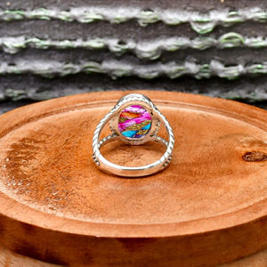 Natural Orange Dahlia Copper Oyster Bezel Setting Oval 925 Sterling Silver Trendy Bohemian Wedding Anniversary Gift <b>Ring</b> for - Product Image 5