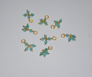 Perles enveloppées d'un seul fil d'amazonite naturelle de qualité supérieure. Gemstone Dangle1 + 3 perles de fil unique Pièces de chapelet pour la fabrication de bijoux - Product Image 1