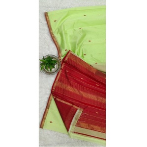 Small Border Diamond Buti Cotton Silk Maheshwari <b>Saree</b> Classic Handloom Party Wear Traditional <b>Saree</b> - Product Image 4