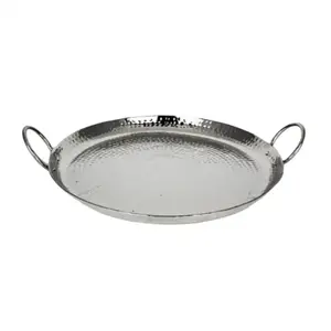 Plateau de service en aluminium tendance, dernier modèle, avec poignée, finition nickel brillant, pour le ramadan, usage domestique et hôtelier - Product Image 2