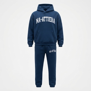 <b>Womens</b> <b>Navy</b> Blue Fleece Hoodie Tracksuit Set Pullover Sweatshirt Jogger Pants Matching Casual Streetwear Loungewear - Product Image 4