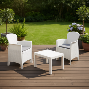 Conjunto de Muebles de Jardín AKITA de 2 Plazas en Polipropileno Blanco para IPAE Progarden, Muebles de Patio Elegantes - Product Image 3