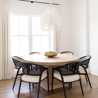 Chaise de salle à manger en rotin français de luxe, structure en chêne massif, style nordique moderne, siège rembourré, marque Sukavina, garantie 3 ans, maison, hôtel
