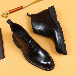 Luxurious All Seasons Dr. Marten Ankle for <b>Men</b> Lace-Up Genuine Leather Lining Thick <b>Rubber</b> Sole Breathable Evergreen - Product Image 3