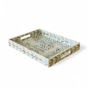 Bandeja de Servir Hecha a Mano con Madreperla, Decorativa con Incrustaciones de Concha Natural, Ecológica, de Vietnam, para el Hogar y la Mesa - Product Image 1