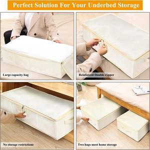 Skymoving nouveau 2 pièces organisateur de rangement en tissu Non tissé boîtes de rangement et bacs boîtes à vêtements pliables stockage sous lit avec couvercle - Product Image 6