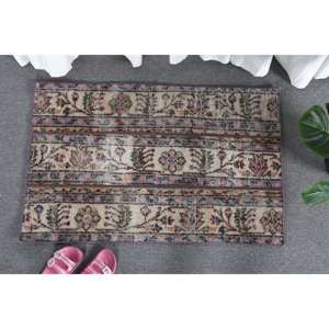 พรมตุรกีสีเบจสีชมพูแบบคลาสสิกขนสัตว์แฮนด์เมด2.1x3.2ฟุตกองกลางสี่เหลี่ยมห้องรับประทานอาหาร - Product Image 1