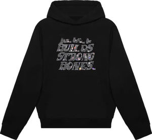 Pull-over d'hiver brodé avec logo personnalisé avec strass Sweat à capuche noir en polyester/coton polaire Streetwear coupe standard surdimensionnée - Product Image 2
