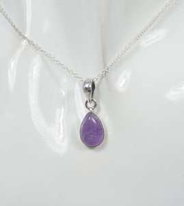 Pendentif en améthyste en forme de poire fait main, bijoux en argent sterling 925, collier élégant pour femmes et enfants, cadeau - Product Image 1