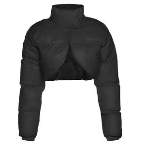 Chaqueta Corta Acolchada para Mujer, Más Vendida, Manga Larga, Cuello Alto, Acolchada, con Cremallera Completa, de Algodón Ecológico - Product Image 3