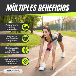 Paquete de 2 Kinesiotape de Mobiclinic Negro Beige Vendaje Atlético neuromuscular impermeable 5m x 5cm Mobitape para recuperación deportiva - Product Image 4