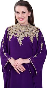 Caftán Islámico Recto Modesto Estilo Marroquí de Dubái, Abaya Maxi con Cuentas Hechas a Mano, Vestido de Fiesta Largo Hasta el Suelo, Vestido de Novia para la Playa - Product Image 4