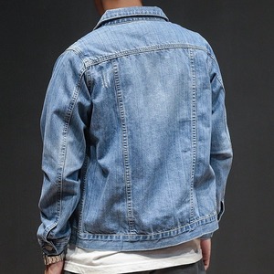 Veste en jean classique pour hommes coupe ajustée boutonnée Cowboy Cut vêtements d'extérieur décontractés en style camionneur Jean Denim veste de travail pour hommes - Product Image 2