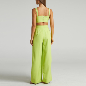 Completi da <span class=keywords><strong>donna</strong></span> di alta qualità personalizzabili all'<span class=keywords><strong>ingrosso</strong></span> con campioni – Top XXS a vestibilità ampia e pantaloni a gamba larga – Completo due pezzi - Product Image 2