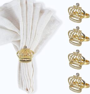 Anneau de serviette en métal en forme de diamant or couronne royale thème pour mariages anniversaires et fêtes - Product Image 1