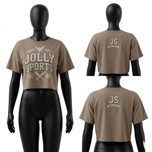 Camiseta Corta para Mujer, 180 GSM, Algodón Premium, Diseño de Rayas en las Mangas, Impresión de Logotipo Personalizado, Transpirable - Product Image 5