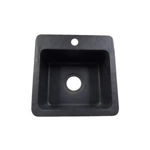 Fregadero de Cocina de Metal Martillado Negro, Fregadero Cuadrado de un Solo Tazón para Encimera, Fabricante Mayorista OEM. - Product Image 2