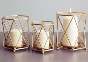 เชิงเทียนโลหะทรงเรขาคณิตที่ทันสมัยปรับแต่งโลโก้ได้ออกแบบให้เป็นมิตรกับสิ่งแวดล้อมสำหรับตกแต่งบ้านและงานแต่งงาน - Product Image 3