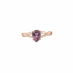 Anillo de Compromiso de Plata de Ley 925 con Amatista Clásica en Forma de Pera y Circonitas Blancas, Chapado en Oro Rosa, para Bodas y Fiestas - Product Image 1