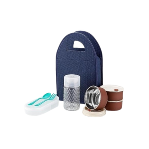 Ensemble de sacs à lunch isothermes de qualité supérieure avec contenants en acier inoxydable, bouteille d'eau en verre et couverts, kit de préparation de repas portable pour le bureau - Product Image 3