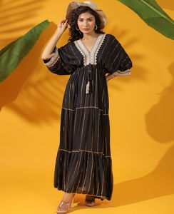 Robes décontractées en rayonne lurex pour femmes avec des styles d'impression décontractés lavables - Product Image 6