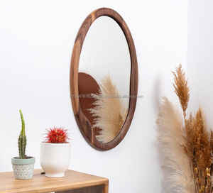 Espejo de Pared Redondo Art Deco KALATRI con Marco de Madera Ecológico Hecho a Mano - Product Image 3