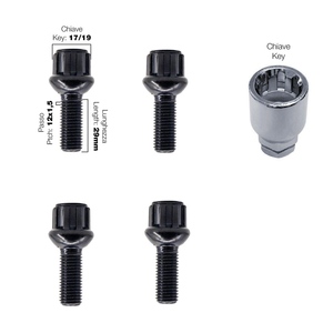 4 pernos antirrobo esféricos negros ch.17/19 12X1.5 l.29mm - Product Image 1