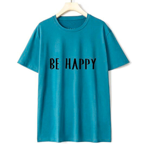 T-shirt da <span class=keywords><strong>uomo</strong></span> in cotone con stampa Be Happy, vestibilità regolare, manica corta, girocollo, stile casual in jersey - Product Image 5