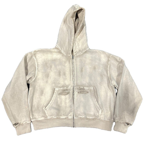 OEM Streetwear Heavy Distressed Hoodie Vintage <b>Men's</b> Plus Size <b>Pullover</b> With Acid Wash Print Custom Heavyweight French Terry - Product Image 5