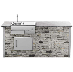 <span class=keywords><strong>Barbecue</strong></span> en acier inoxydable 304 avec <span class=keywords><strong>pierre</strong></span> naturelle culturelle, résistant à la rouille, avec évier, porte intégrée, armoire résistante aux intempéries - Product Image 5